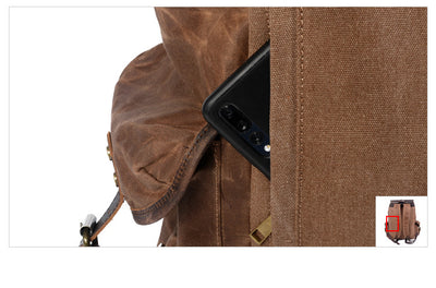 Mochila de Viaje Retro en Lona Encerada con Cordón Ajustable para Hombre - Image 14