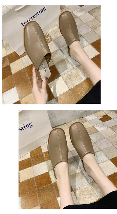 Sandalias de Cuero Suave con Tacón Bajo Baotou para Mujer - Image 13