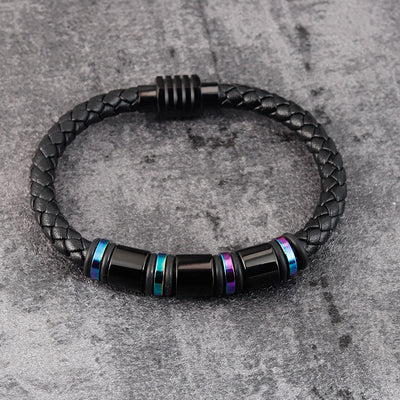 Pulsera de Acero Titanio y Cuero para Hombre - Diseño Minimalista - Image 3