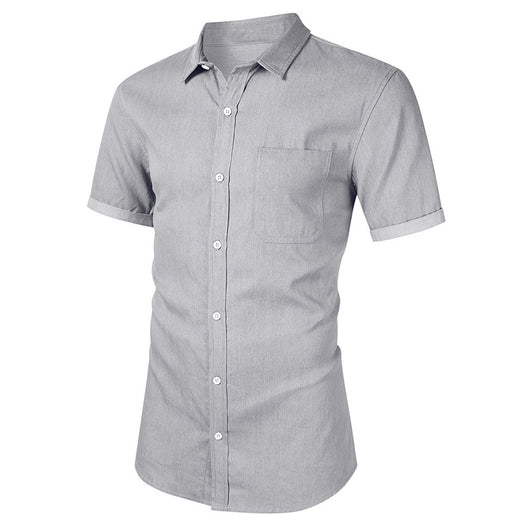 Camisa Denim Casual de Manga Corta sin Planchado para Hombre - Image 3