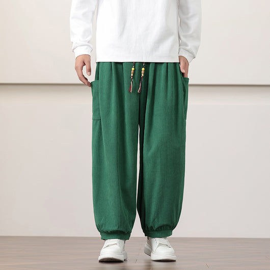 Pantalones Harem de Pana Otoño Estilo Chino para Hombre - Image 5