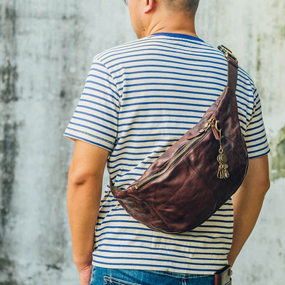 Bolso de Cuero para Hombre con Bandolera Ajustable