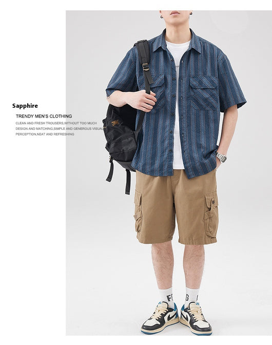 Camisa de Verano Seersucker a Rayas para Hombre - Image 15