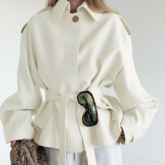 Cardigan Trench Coat Manga Larga con Diseño Elegante