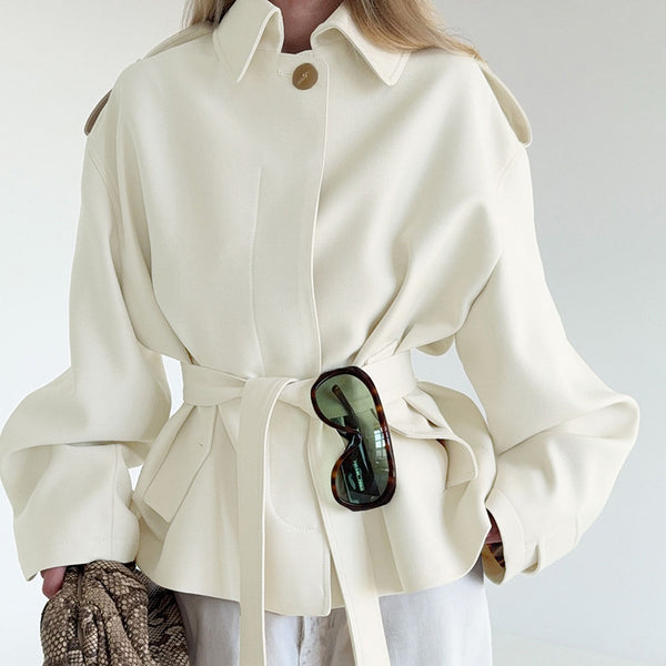 Cardigan Trench Coat Manga Larga con Diseño Elegante