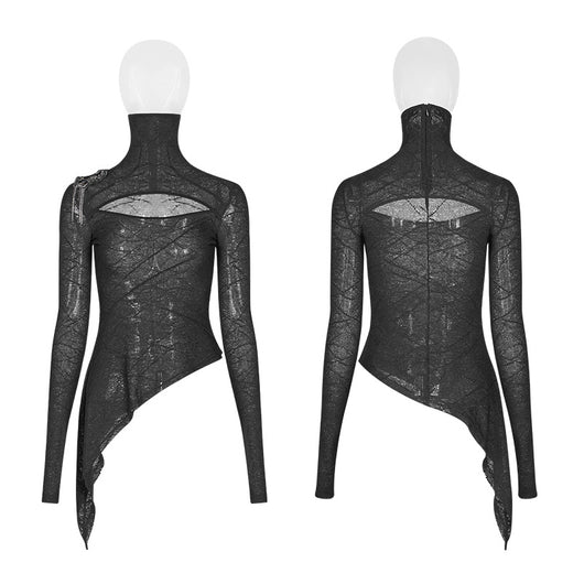 Playera Gótica de Encaje Ajustada de Manga Larga para Mujer - Image 3