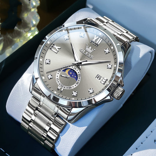 Reloj de Cuarzo para Hombre con Diamantes y Calendario - Elegancia Ejecutiva - Image 19