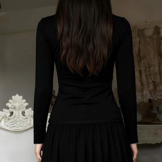Blusa Elegante de Manga Larga con Encaje y Volantes - Image 8