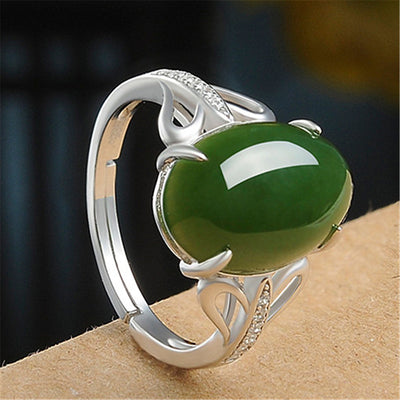 Anillo de Ágata Verde Retro Minimalista - Image 5