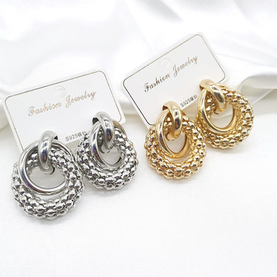 Aretes Geométricos Hueco de Aleación - Diseño Minimalista Europeo y Americano para Mujer - Image 5