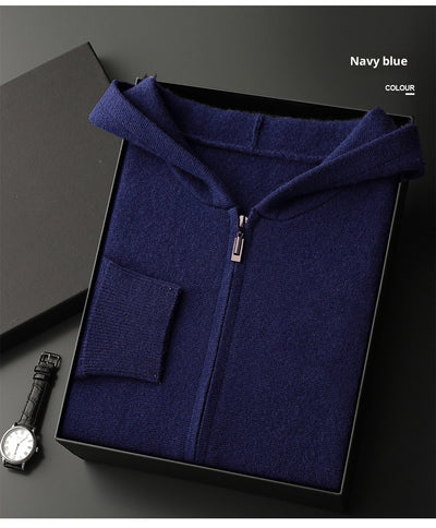 Cardigan Cashmere con Capucha para Hombre - Abrigo Casual Grueso con Cierre - Image 22