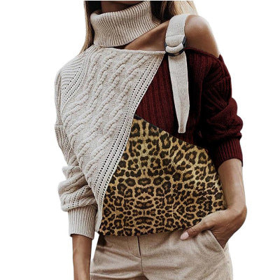 Suéter Mujer Invierno Estampado Leopardo con Costuras Decorativas - Image 7
