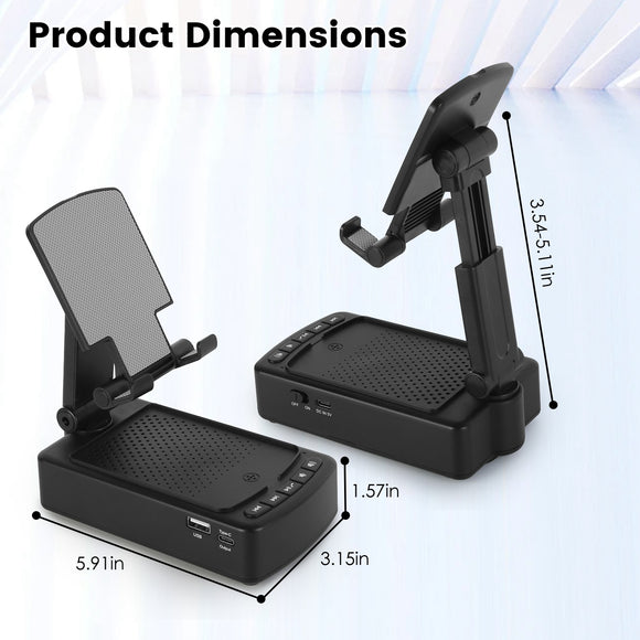 Soporte Plegable para Teléfono con Parlante Inalámbrico, Power Bank y Carga Rápida