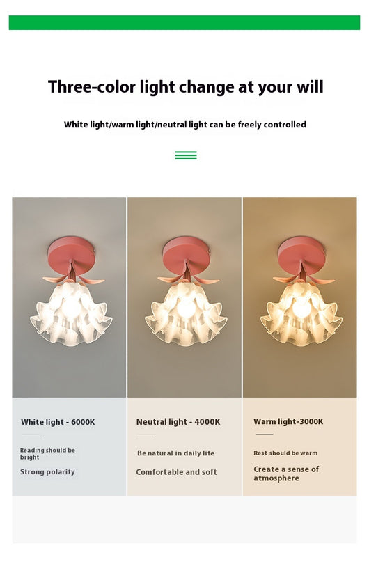 Lámpara LED Decorativa Pasillo Flor Linglan Crema - Image 24