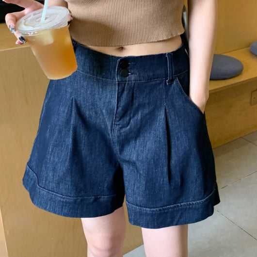 Shorts de Mezclilla Talle Alto Cintura Ancha para Mujer Petite - Image 3