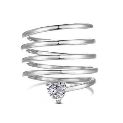 Anillo de Plata Esterlina 925 para Mujer con Corazones y Diseño Geométrico - Image 9