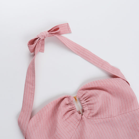 Camiseta Halter Escotada de Color Liso - Image 23