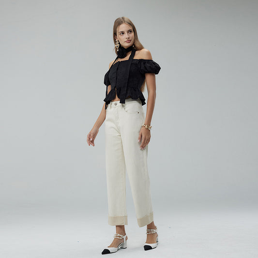 Pantalones Anchos Cropped para Mujer - Estilo Moderno y Versátil - Image 2