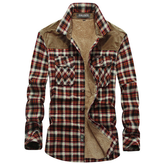 Camisa de Cuadros Gruesa para Hombre con Mangas Largas Acogedoras