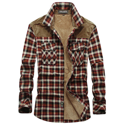 Camisa de Cuadros Gruesa para Hombre con Mangas Largas Acogedoras