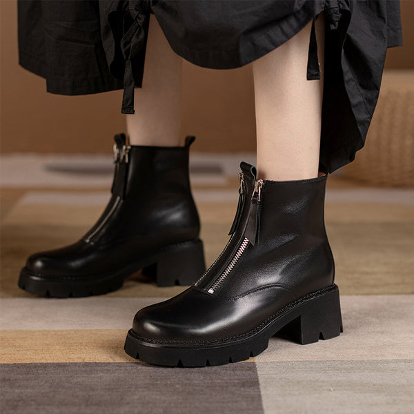 Botas Martin de Cuero Genuino con Doble Cierre y Suela Reforzada