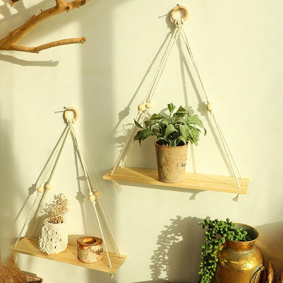 Repisa de Pared Tejida en Algodón con Base de Madera Natural - Image 9