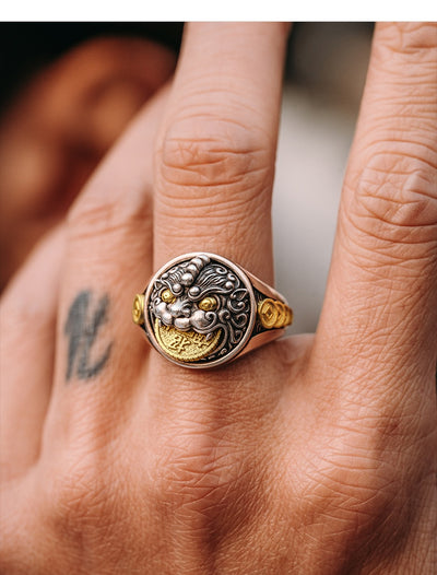 Anillo Pixiu de Plata Esterlina 3D para Hombre Estilo Retro - Image 14