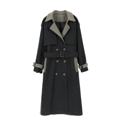 Abrigo de Lana Verde Oscuro con Costura de Diseño para Mujer - Invierno - Image 3
