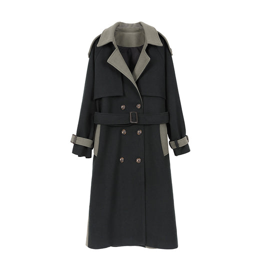 Abrigo de Lana Verde Oscuro con Costura de Diseño para Mujer - Invierno - Image 3