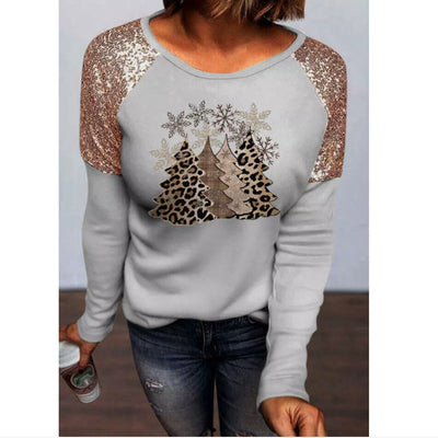 Playera Navideña de Manga Larga con Estampado de Copo de Nieve y Detalles Lentejuelas - Image 10