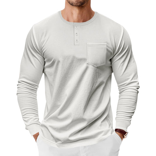 Camiseta Henley de Manga Larga para Hombre - Primavera y Otoño - Image 2