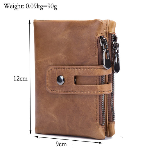 Billetera de Cuero Encerado para Hombre con Doble Cierre y Protección Antirrobo - Image 5