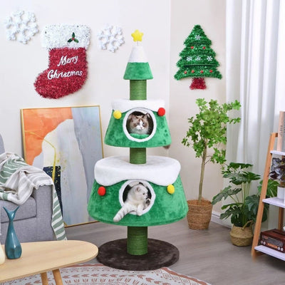 Árbol Navideño para Gatos con Nido Integrado y Zonas de Escalada