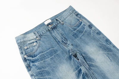 Pantalones Bootleg Paris Style con Patrón Rayo Efecto Lavado y Corte Desgarrado - Image 7