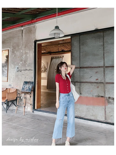 Conjunto Coreano Verano: Short Ajustado + Blusa Escote V - Image 15