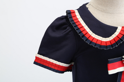 Vestido Infantil con Cuello Solapa y Moño - Image 4