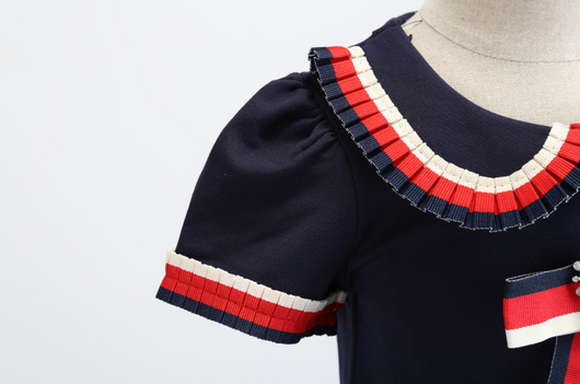 Vestido Infantil con Cuello Solapa y Moño - Image 4