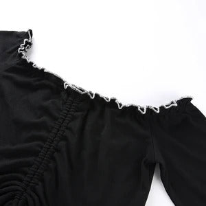 Blusa Manga Larga con Hombros Plisados para Mujer - Image 7