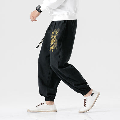 Pantalones Casuales Oversized con Bordado Dragón Estilo Suelto - Image 3