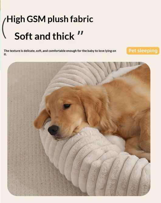 Cama Acolchada Redonda para Mascotas con Diseño de Rayas - Image 23