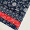 Tela de Lino Estampada Pueblo Buu Azul y Blanco