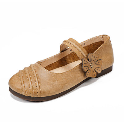Zapatos de Cuero Casuales Retro Literarios con Boca Baja para Mujer - Image 5