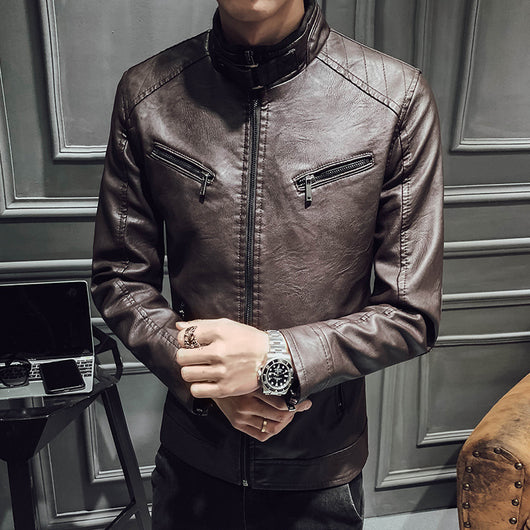Chaqueta de Cuero para Hombre con Cierre de Cremallera - Image 6