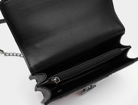 Bolsa Mensajera Cuero con Cadena Rombo - Image 4