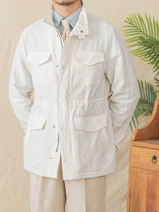 Chaqueta Safari de Lino Gentry con Cuello Tipo Mao - Image 10