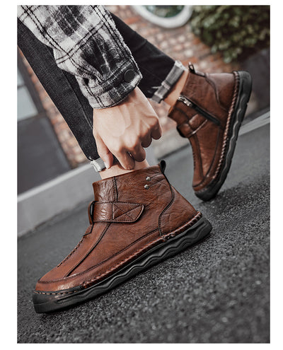 Botas Altas de Cuero para Hombre - Estilo Cargo Versátil - Image 20