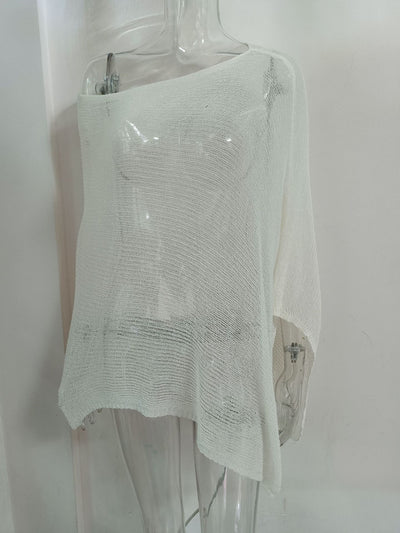 Blusa Tejida de Protección Solar con Capa Irregular para Mujer - Image 16