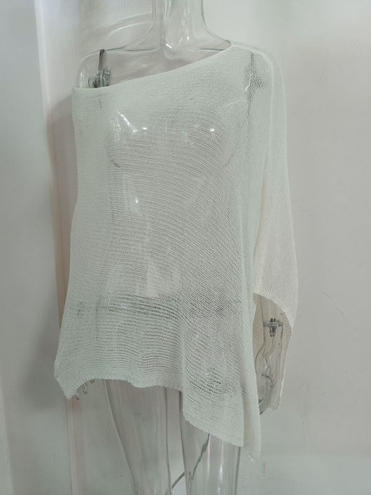 Blusa Tejida de Protección Solar con Capa Irregular para Mujer - Image 16