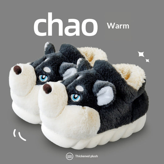 Pantuflas Husky Cartoon de Algodón Puro para Hombre - Cálidas y Cómodas para Invierno - Image 12