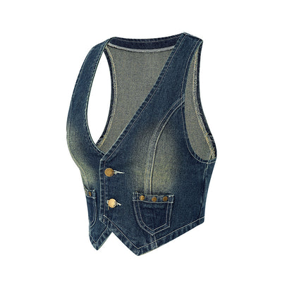 Chaleco Denim Retro para Mujer - Estilo Vintage Clásico - Image 4